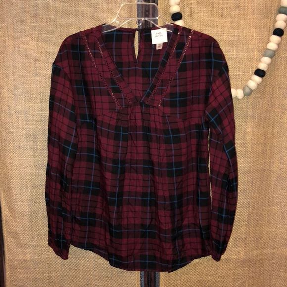 Knox Rose 🌹 Plaid Top Size XS - Picture 1 of 3